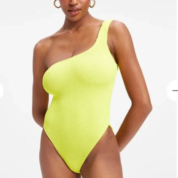 Good American Always Fits one shoulder one piece in Electric Yellow sz 3/4 L-XL - Picture 2 of 8